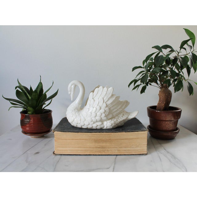 Vintage White Porcelain Swan Planter For Sale - Image 9 of 11