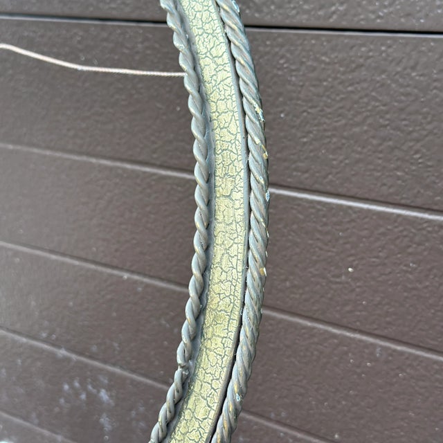 Gray Hollywood Regency Metal Rope & Tassel Round Mirror or Picture Frame For Sale - Image 8 of 11