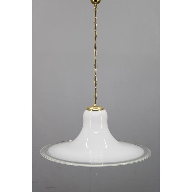 Mid-Century Modern Italian Glass and Brass Pendant Light, 1960s For Sale - Image 3 of 12
