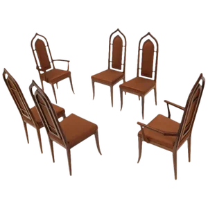 Set of 6 Danish Mid-Century Modern Dining Chairs Dome Shape Back Oiled Walnut