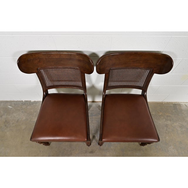 Late 20th Century Ralph Lauren for Henredon English Regency Walnut and Cane Side Chairs or Dining Chairs, Pair For Sale - Image 5 of 15