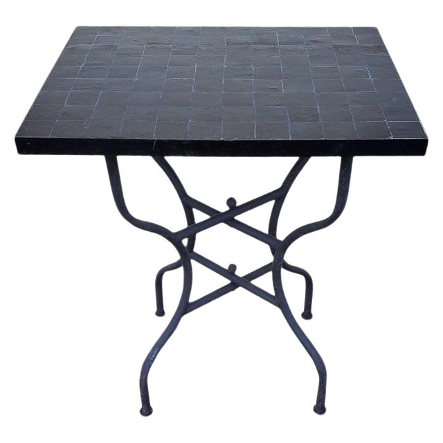 Moroccan All Black Mosaic Side Table Chairish