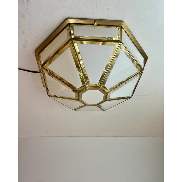 Hollywood Regency Brass Ceiling Lamp from Deknudt, Belgium, 1980s For Sale - Image 16 of 18