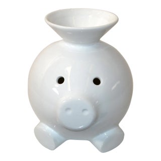 1980 Scott Henderson Design for Mint Inc. White Porcelain Pig Shaped Piggy Bank For Sale