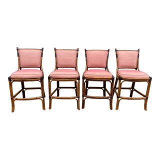 Piece Martin Bamboo Faux Bamboo Counter Stools Set of 4 For Sale