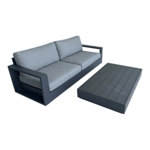 Rh Outdoor Aluminum Sofa + Rectangular Coffee Table, Slate