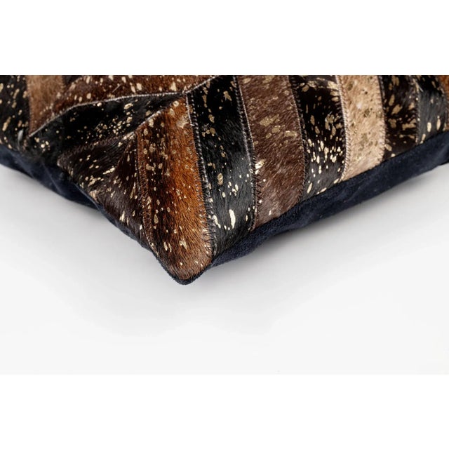 Canvello Genuine Cowhide Leather Decorative Throw Pillow With Feather Down Insert Included For Sale - Image 4 of 4
