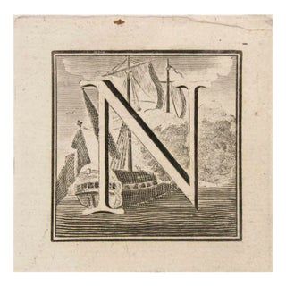 Luigi Vanvitelli, Letter N, Etching, 18th Century For Sale