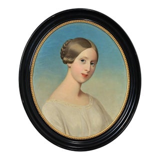 French Late 19th Century Framed Oval Portrait For Sale