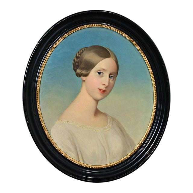 French Late 19th Century Framed Oval Portrait For Sale