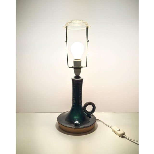 Mid-Century Modern Danish Stoneware Table Lamp in Brown Glazed Ceramic, 1970s For Sale - Image 3 of 10