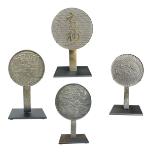 Antique Japanese Mounted Bronze Hand Mirrors- A Set of 4