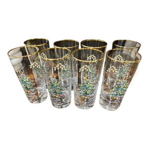Late 20th Century Spode Christmas Tree Highball Glasses Set of 8