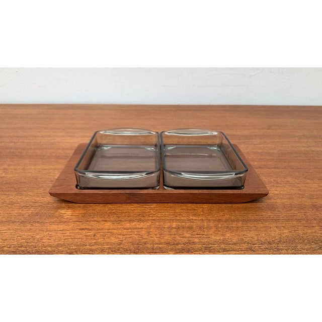Mid-Century Danish Teak Tray from Artiform with Cabaret Glass Trays from Holmegaard, 1960s, Set of 3 For Sale - Image 14 of 14
