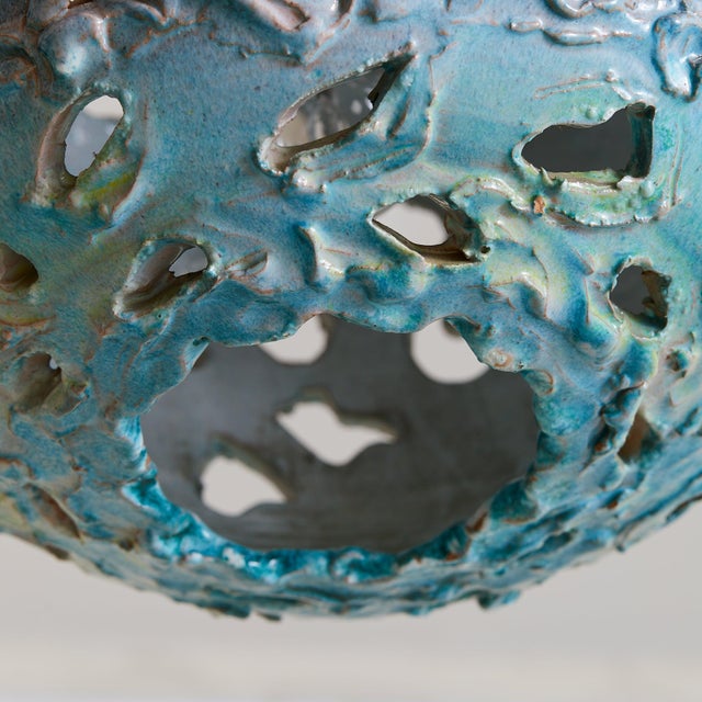 Yellow 1970s Italian Ceramic Globe Pendant by Umberto Ghersi For Sale - Image 8 of 10