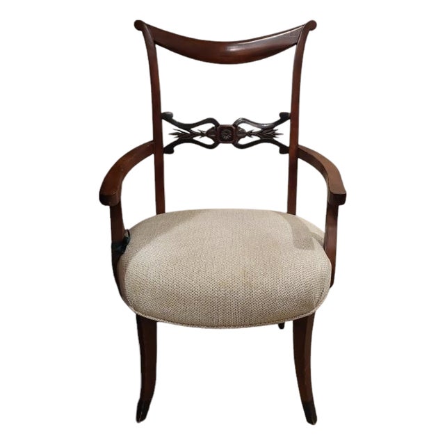 Antique Regency Style Mahogany & Ebony Arm Chairs For Sale