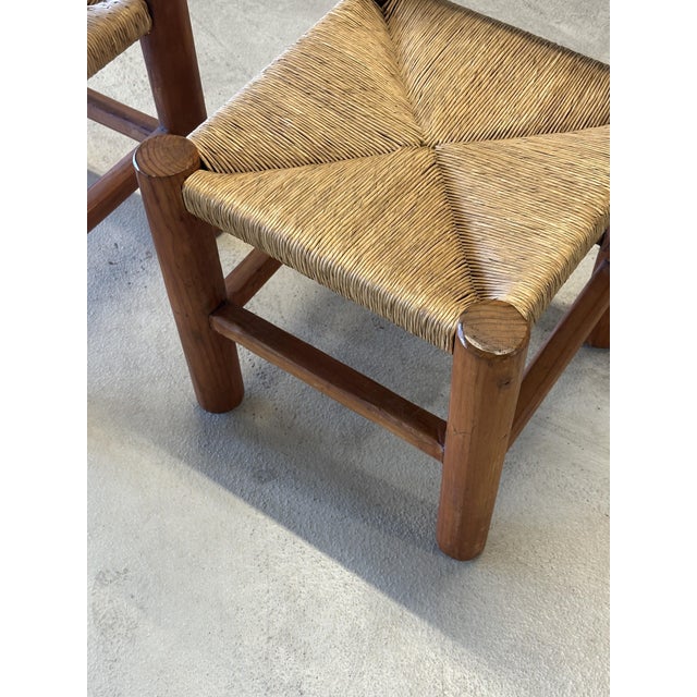 Mid-Century Modernist Wood and Rush Dining Chairs in the style of Charles Dudouyt, 1960s, Set of 2 For Sale - Image 15 of 16