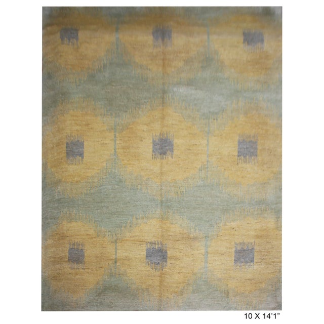 Hand Knotted Ikat Rug by Aara Rugs Inc. - 10′ × 13′11″ For Sale - Image 4 of 4