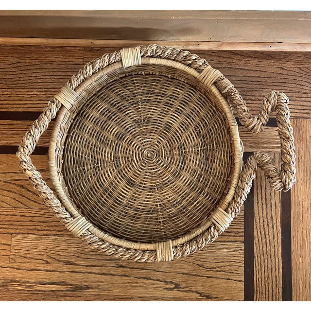 Nautical Vintage Woven Wicker Rattan Fish-Shaped Decorative Basket Tray For Sale - Image 3 of 14