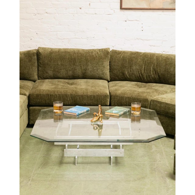 1970s Aluminum and Glass Coffee Table For Sale - Image 10 of 11