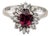 Gia Certified Natural Oval Sri Lankan Ruby & Diamond Halo in 18k White Gold Ring, Size 6 For Sale