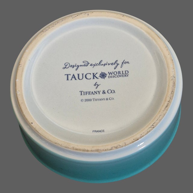 Tiffany and Co. Vintage Made in Franch Tiffany Porcelain Trinket Box "Tauck World Discovery" Map For Sale - Image 4 of 6