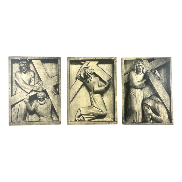 Brutalist Stations of the Cross, Print on Board, 1960s, Set of 3 For Sale