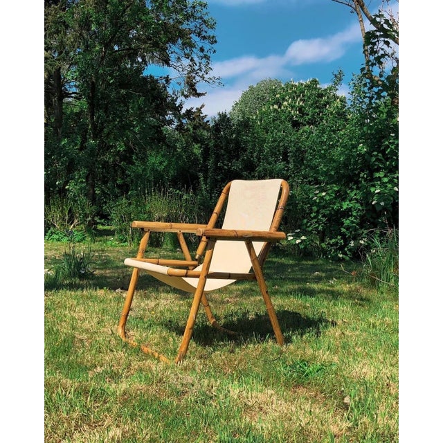 Italian Bamboo and Brass Folding Chair attributed to Raffaella Crespi, 1960s For Sale - Image 10 of 11