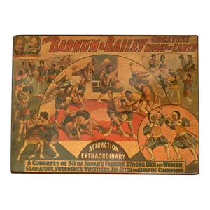 Vintage Barnum & Bailey "Congress of 50 of Japan's Famous Strong Men and Women" Print