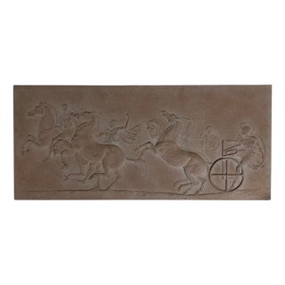 Greek Plaster Frieze with Chariot Driver and Horses Competing in Aphobates Contest, Athens, 1960s For Sale