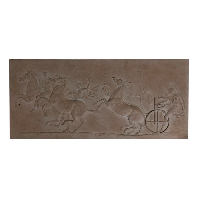 Greek Plaster Frieze with Chariot Driver and Horses Competing in Aphobates Contest, Athens, 1960s For Sale