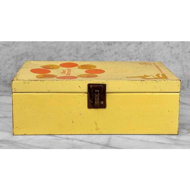 Metal Mid-Century 1960's Boho Yellow & Orange Microscope Storage Display Box For Sale - Image 7 of 11