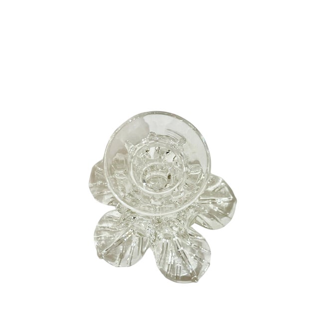 Murano Vintage Handblown Venetian Clear Glass Candlestick For Sale - Image 4 of 7