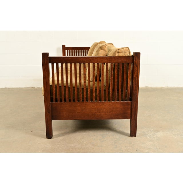 Stickley Mission Oak Arts & Crafts Spindle Settle Sofa For Sale - Image 9 of 14