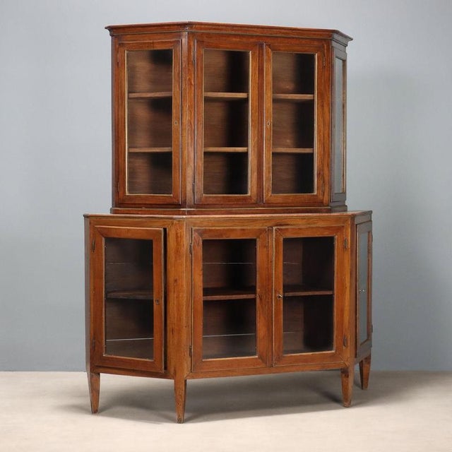 Italian Cupboard in Walnut and Glass For Sale - Image 11 of 11