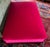 Custom Fuchsia Pink Velvet Cocktail Ottoman With Dark Wood Base & Bun Feet For Sale - Image 9 of 11