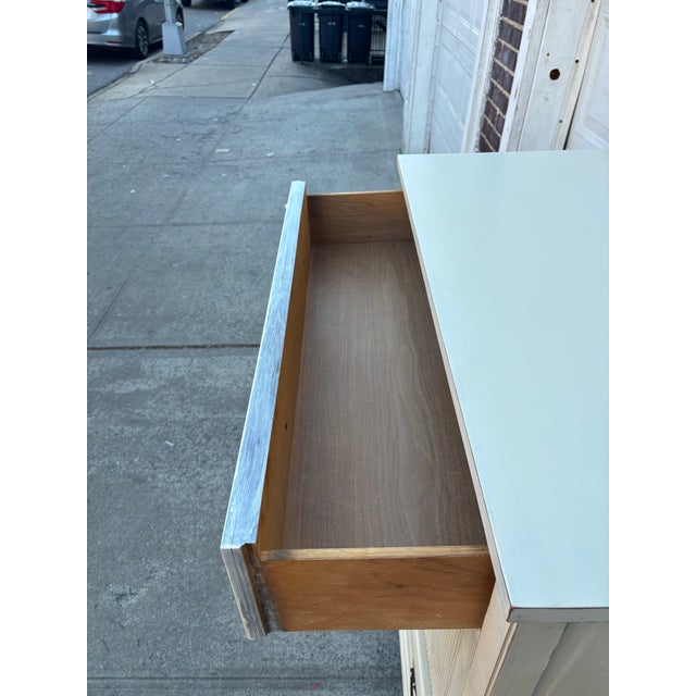 Vintage French Country Cabinet Dresser, Distressed Cream Chest With Cabinet Doors, Cottage Farmhouse Storage Furniture, French Bedroom Chest For Sale - Image 9 of 12