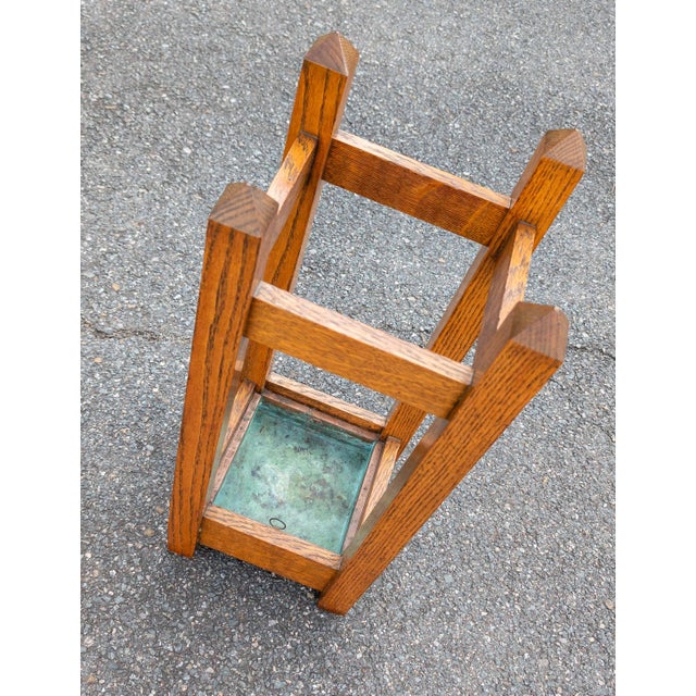 Wood 20th Century Arts and Crafts Mission Oak Umbrella or Cane Holder For Sale - Image 7 of 12