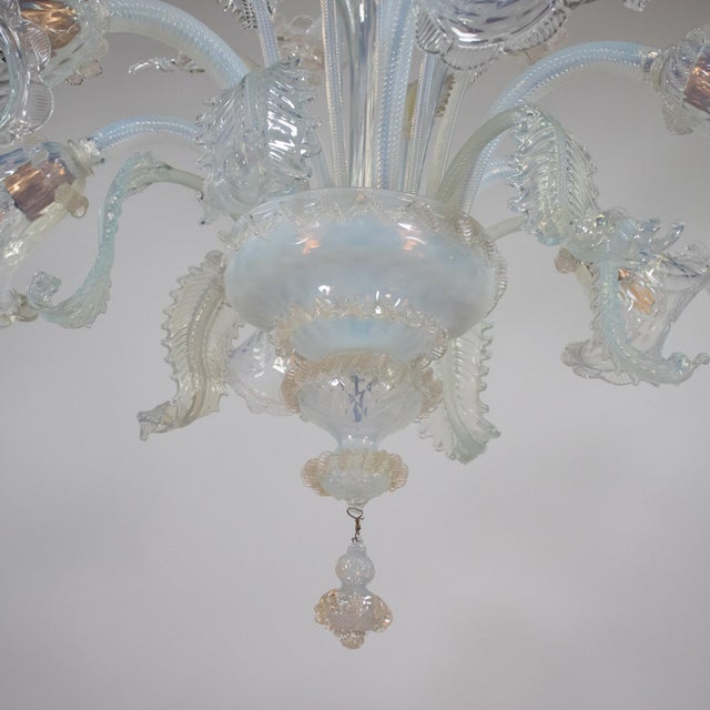Vintage Ca'Rezzonico Style Gold Infused and Opaline Murano Chandelier For Sale - Image 11 of 12