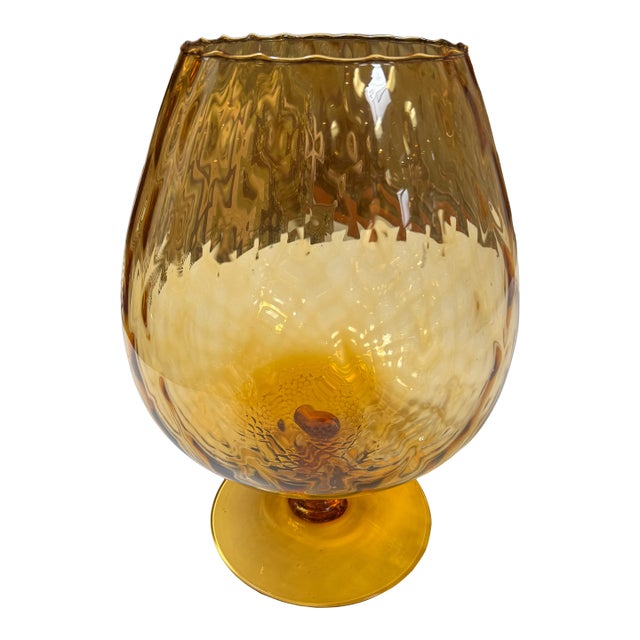 Empoli Italian Amber Glass Vase For Sale