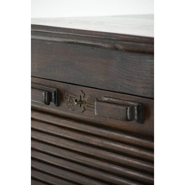 Antique Early 20th Century English Archive Cabinet with Roll-Up Door in Oak For Sale - Image 10 of 15