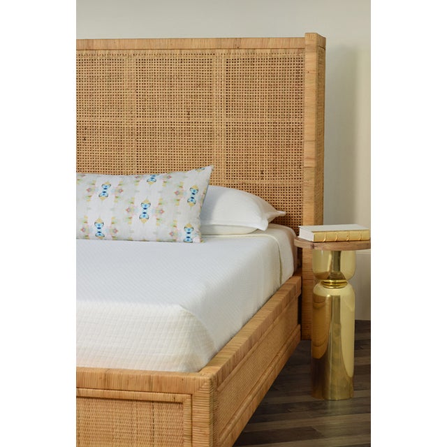 Worlds Away Matthew Izzo Home Dolly Queen Winged Rattan Headboard and Platform Bed For Sale - Image 4 of 5