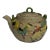 Vintage Japanese Bisque and Enamel Flora & Fauna Small Teapot by Banko, Multi Color For Sale