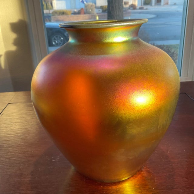 Steuben Steuben Gold Aurene Glass Vase, Circa 1928 For Sale - Image 4 of 9