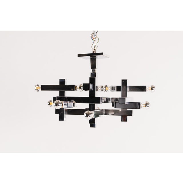 Metric Chandelier by Gaetano Sciolari, Italy, 1970s For Sale - Image 3 of 14