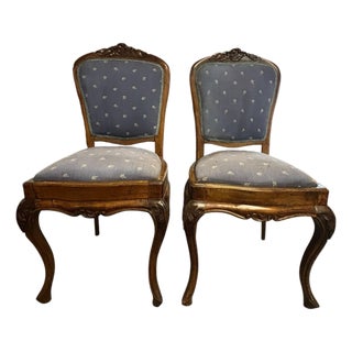 Late 19th Century Louis XV Style Carved Side Chairs, a Pair For Sale