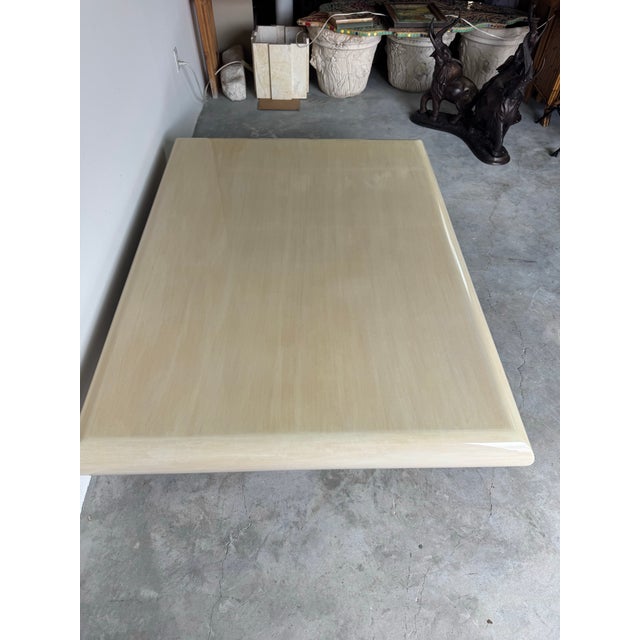 Large Karl Springer–Style Bullnose Lacquer Floating Coffee Table With Chrome Base For Sale - Image 4 of 12