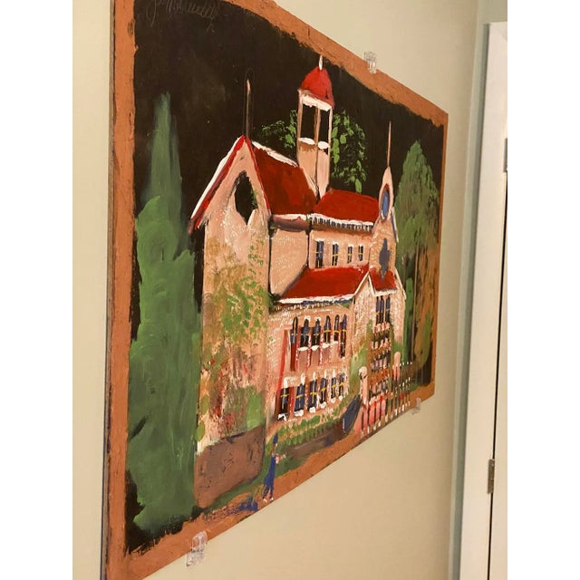 American Jimmy Lee Sudduth Folk Art Painting Methodist Church Fayette, Alabama For Sale - Image 3 of 12