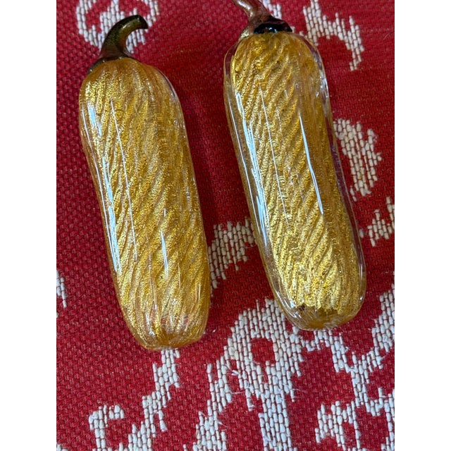 Yellow Italian Murano Art Glass Zucchini Sculptures, Set of Two For Sale - Image 8 of 10
