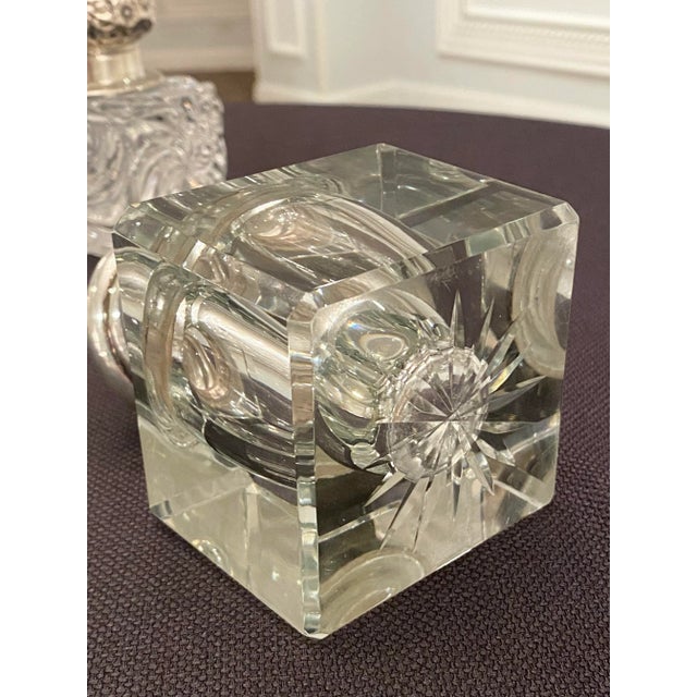 Vintage Cartier Silver and Cut Crystal Monogrammed Inkwell For Sale - Image 12 of 12